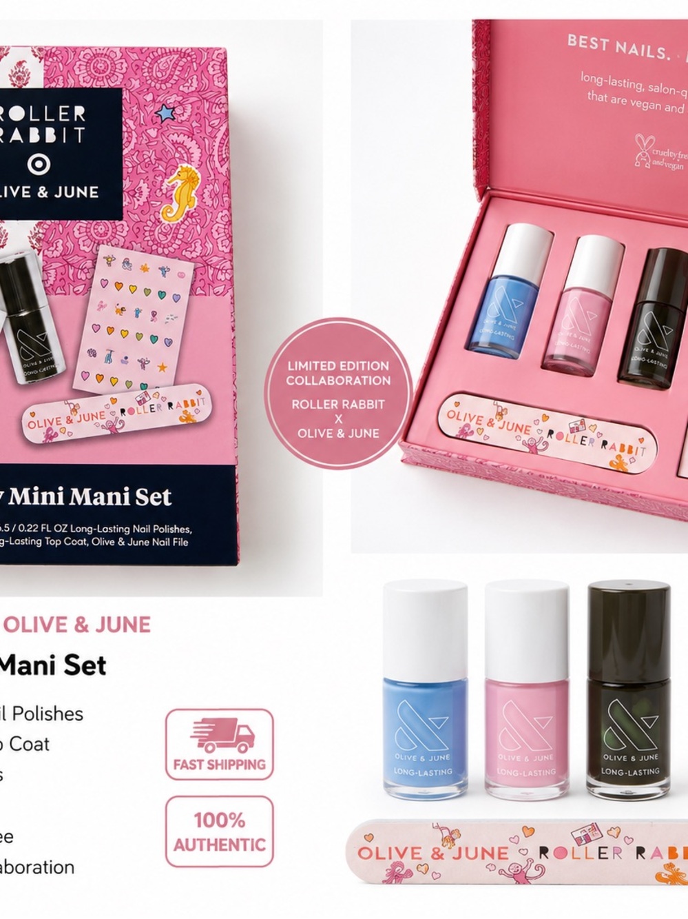 Roller Rabbit Pink & Blue Mini Manicure Kit - Picture 3 of 3